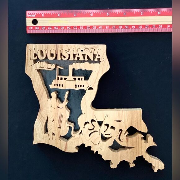 Handcrafted Wooden LOUISIANA State Plaque - Custom State Wall Art - Great Gift! - Picture 2 of 3